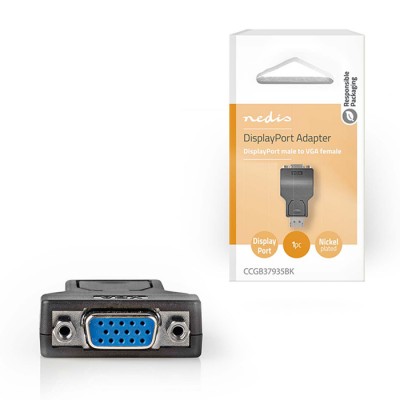 Αντάπτορας DisplayPort αρσ. σε VGA θηλ., σε μαύρο χρώμα. Αντάπτορας DisplayPort αρσ. σε VGA θηλ., σε μαύρο χρώμα.