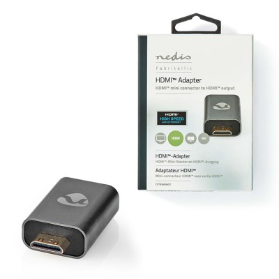 Αντάπτορας High Speed HDMI with Ethernet, HDMI mini αρσ. - HDMI θηλ, με επίχρυσες επαφές σε γκρι χρώμα. Αντάπτορας High Speed HDMI with Ethernet, HDMI mini αρσ. - HDMI θηλ, με επίχρυσες επαφές σε γκρι χρώμα.
