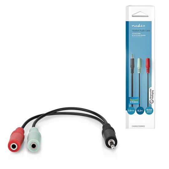 Καλώδιο ήχου Stereo 3.5mm αρσ. - 2x 3.5mm θηλ. 0.20m, σε ανθρακί χρώμα. Καλώδιο ήχου Stereo 3.5mm αρσ. - 2x 3.5mm θηλ. 0.20m, σε ανθρακί χρώμα.