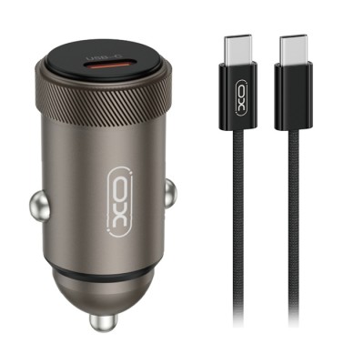 Universal φορτιστής αυτοκινήτου USB-C και με αποσπώμενο καλώδιο, σε γκρι χρώμα Universal φορτιστής αυτοκινήτου USB-C και με αποσπώμενο καλώδιο, σε γκρι χρώμα