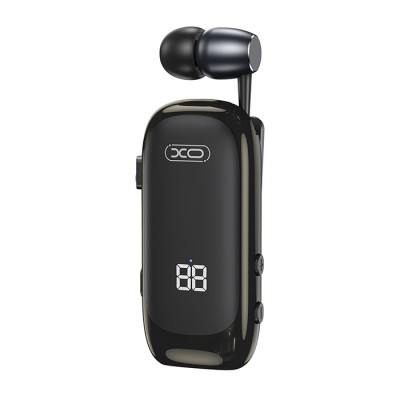 In-ear Bluetooth ακουστικό με επεκτεινόμενο καλώδιο, σε μαύρο χρώμα