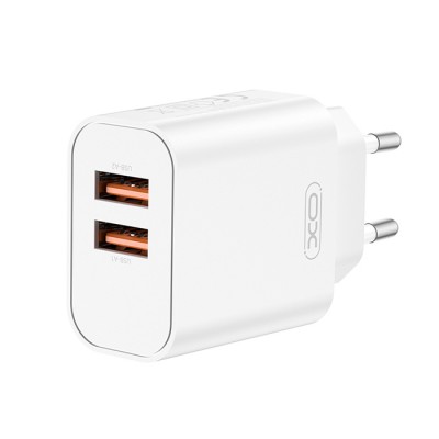 Universal φορτιστής με 2 εξόδους USB-A, 12W σε λευκό χρώμα Universal φορτιστής με 2 εξόδους USB-A, 12W σε λευκό χρώμα
