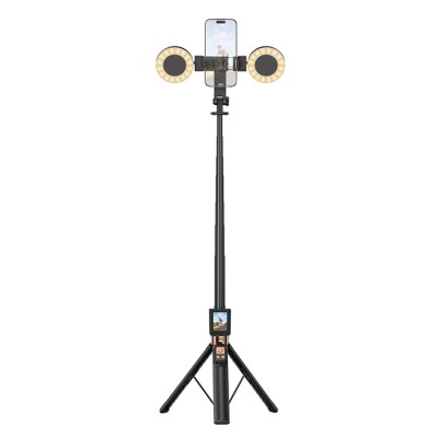 Bluetooth selfie stick με τηλεχειριστήριο και αποσπώμενα ring lights Bluetooth selfie stick με τηλεχειριστήριο και αποσπώμενα ring lights