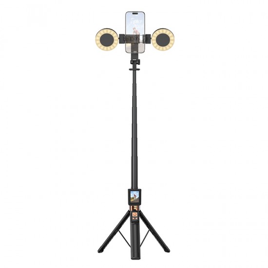 Bluetooth selfie stick με τηλεχειριστήριο και αποσπώμενα ring lights