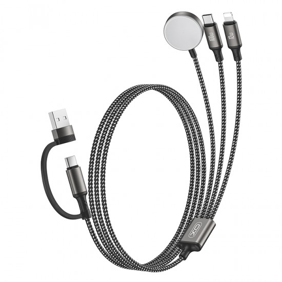 Καλώδιο USB High-Speed A και type-C αρσ. σε Lighnting, USB type-C και μαγνητικό φορτιστή, 1.20m σε μαύρο χρώμα Καλώδιο USB High-Speed A και type-C αρσ. σε Lighnting, USB type-C και μαγνητικό φορτιστή, 1.20m σε μαύρο χρώμα