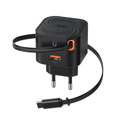 Φορτιστής με θύρα USB-A και ενσωματωμένο καλώδιο Type-C, 20W Φορτιστής με θύρα USB-A και ενσωματωμένο καλώδιο Type-C, 20W