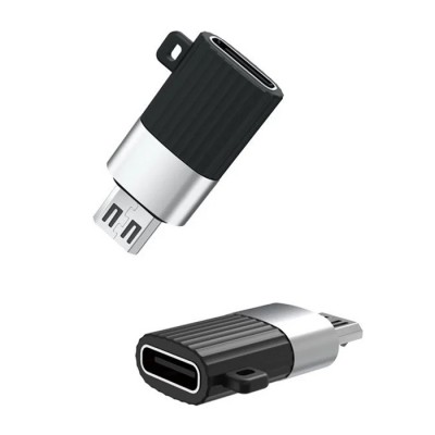 Αντάπτορας USB High-Speed type-C θηλ. - Micro USB αρσ., σε μαύρο/ασημί χρώμα Αντάπτορας USB High-Speed type-C θηλ. - Micro USB αρσ., σε μαύρο/ασημί χρώμα
