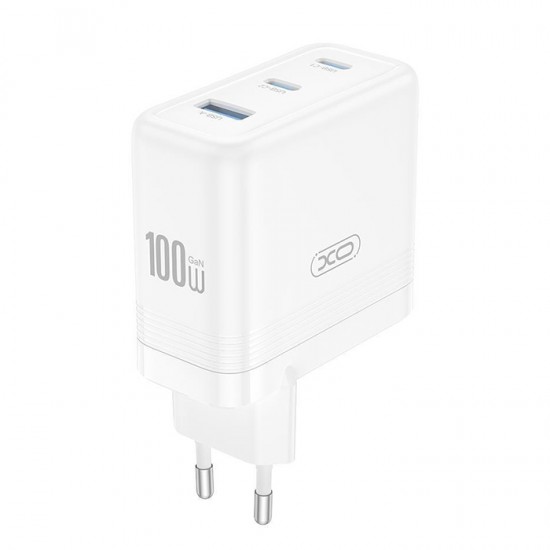 Universal φορτιστής GaN με 3 εξόδους, 2x USB-C & 1x USB-A, σε λευκό χρώμα Universal φορτιστής GaN με 3 εξόδους, 2x USB-C & 1x USB-A, σε λευκό χρώμα