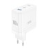 Universal φορτιστής GaN με 3 εξόδους, 2x USB-C & 1x USB-A, σε λευκό χρώμα