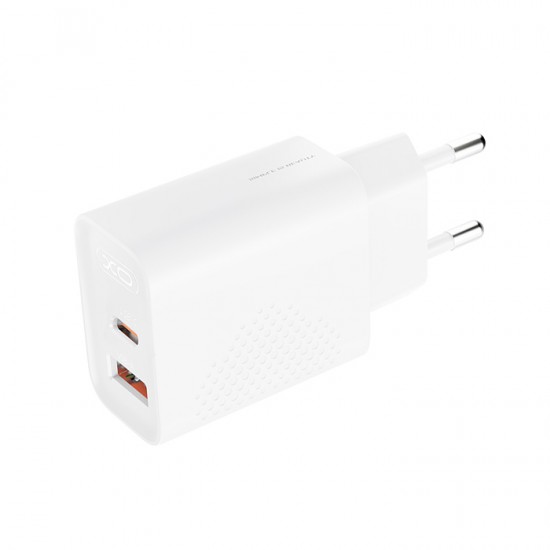 Φορτιστής με 2 θύρες, 1x USB-A & 1x USB-C PD30W/QC18W, σε λευκό χρώμα Φορτιστής με 2 θύρες, 1x USB-A & 1x USB-C PD30W/QC18W, σε λευκό χρώμα