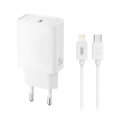 Universal φορτιστής USB-C, 20W και αποσπώμενο καλώδιο USB-type C αρσ. - Lightning σε λευκό χρώμα Universal φορτιστής USB-C, 20W και αποσπώμενο καλώδιο USB-type C αρσ. - Lightning σε λευκό χρώμα