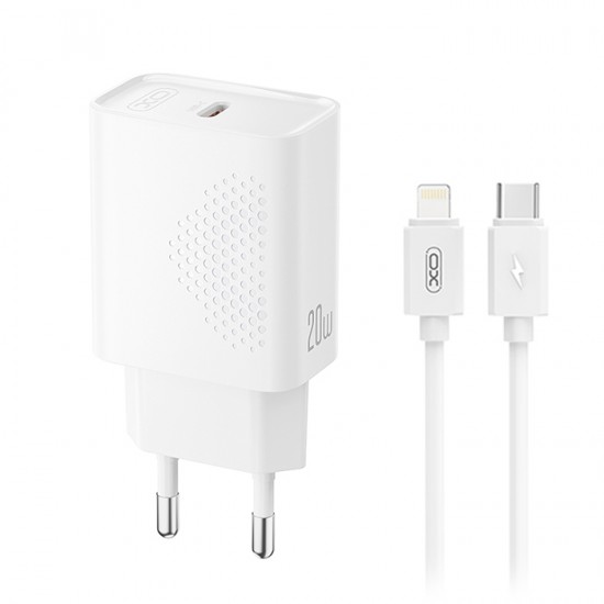 Universal φορτιστής USB-C, 20W και αποσπώμενο καλώδιο USB-type C αρσ. - Lightning σε λευκό χρώμα Universal φορτιστής USB-C, 20W και αποσπώμενο καλώδιο USB-type C αρσ. - Lightning σε λευκό χρώμα