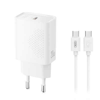 Universal φορτιστής USB-C, 20W και αποσπώμενο καλώδιο USB-type C αρσ. - USB type-C αρσ. σε λευκό χρώμα Universal φορτιστής USB-C, 20W και αποσπώμενο καλώδιο USB-type C αρσ. - USB type-C αρσ. σε λευκό χρώμα