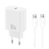 Universal φορτιστής USB-C, PD30W κι αποσπώμενο καλώδιο USB type-C σε USB type-C σε λευκό χρώμα