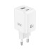 Universal φορτιστής GaN με 2 εξόδους 1xUSB-A & 1xUSB-C, PD45W σε λευκό χρώμα