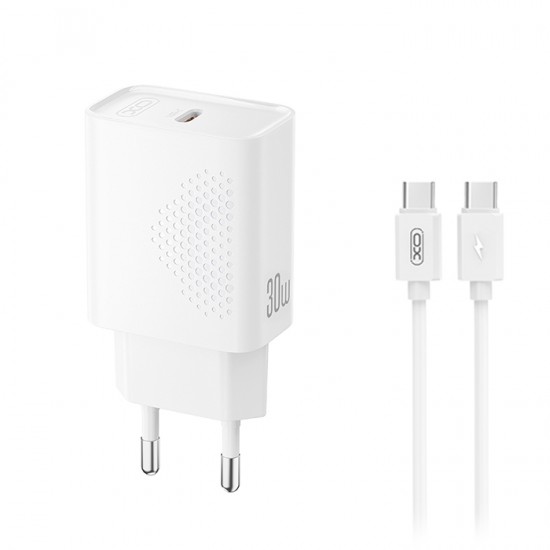 Universal φορτιστής USB-C, 30W με αποσπώμενο καλώδιο USB-type C αρσ. - USB-type C αρσ. σε λευκό χρώμα Universal φορτιστής USB-C, 30W με αποσπώμενο καλώδιο USB-type C αρσ. - USB-type C αρσ. σε λευκό χρώμα
