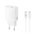 Universal φορτιστής USB-C, 30W με αποσπώμενο καλώδιο USB-type C αρσ. - USB-type C αρσ. σε λευκό χρώμα