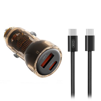 Universal φορτιστής αυτοκινήτου με 2 εξόδους, 1x USB-A & 1x USB-C και αποσπώμενο καλώδιο USB-C, 60W Universal φορτιστής αυτοκινήτου με 2 εξόδους, 1x USB-A & 1x USB-C και αποσπώμενο καλώδιο USB-C, 60W