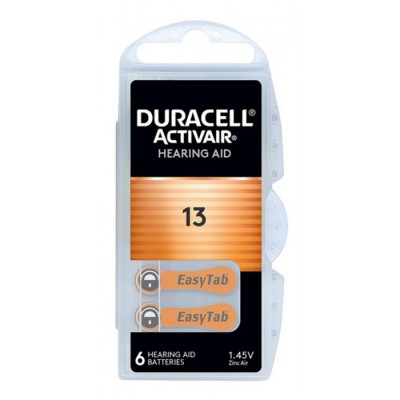 Μπαταρία ακουστικών βαρηκοΐας Duracell ActivAir 13 1.45V, σε blister 6 μπαταριών.